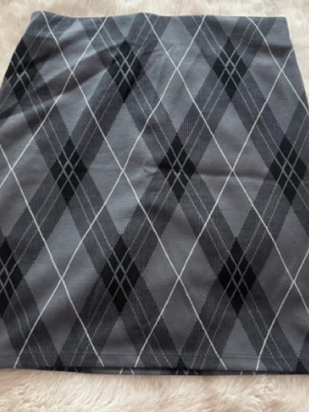 Gray and Black Argyle Pencil Skirt